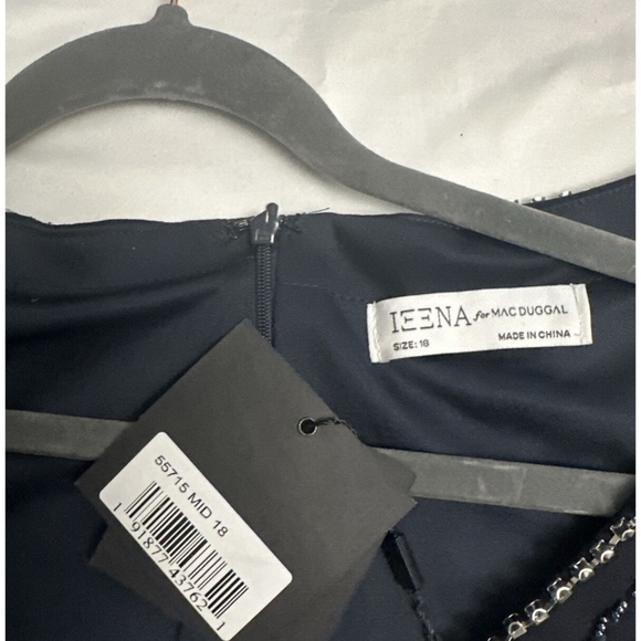 NWT $398 Mac Duggal [ 18 ] Embellished Accents‎ Faux Wrap Jersey Gown Blue - Picture 5 of 15